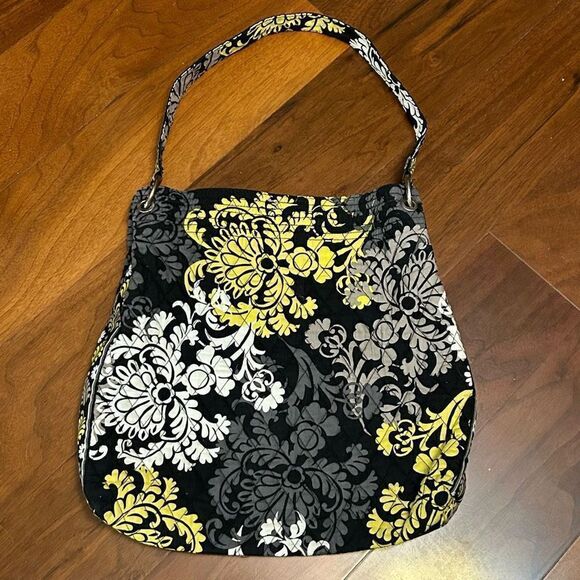 Vera Bradley Handbags - Vera Bradley Baroque Shoulder‎ Bag Purse Black Chartreuse Gray